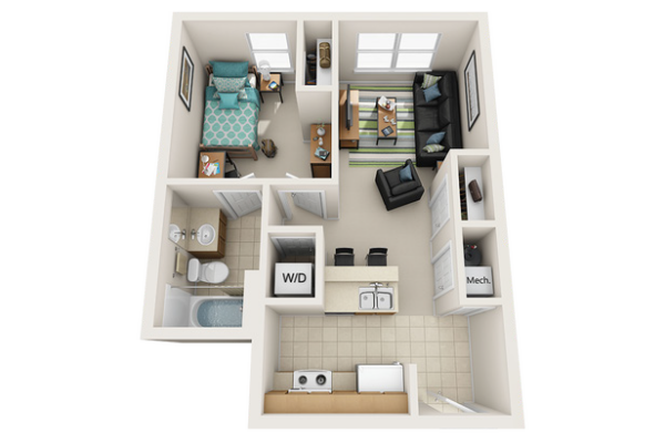 1BR+1BA